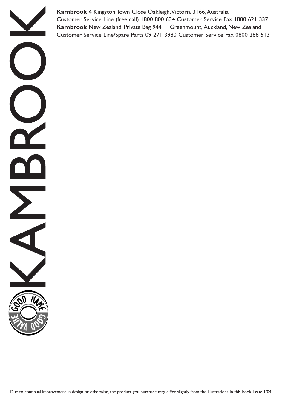 Ggoo oodd nnaammee g goo o oddvv a alluu ee | Kambrook Mega Blend KB220 User Manual | Page 12 / 12