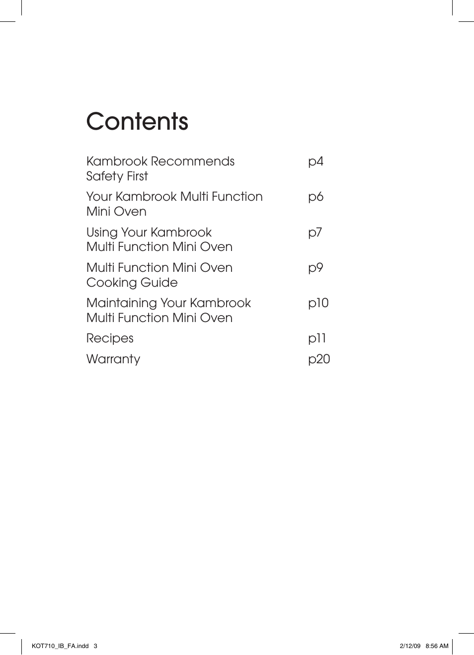 Kambrook KOT710 User Manual | Page 3 / 20