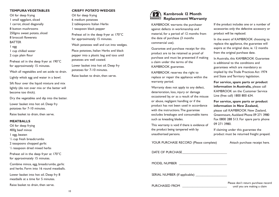 Kambrook KDF450 User Manual | Page 6 / 6