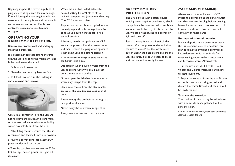 Kambrook 8 Litre Urn KUR10 User Manual | Page 3 / 4