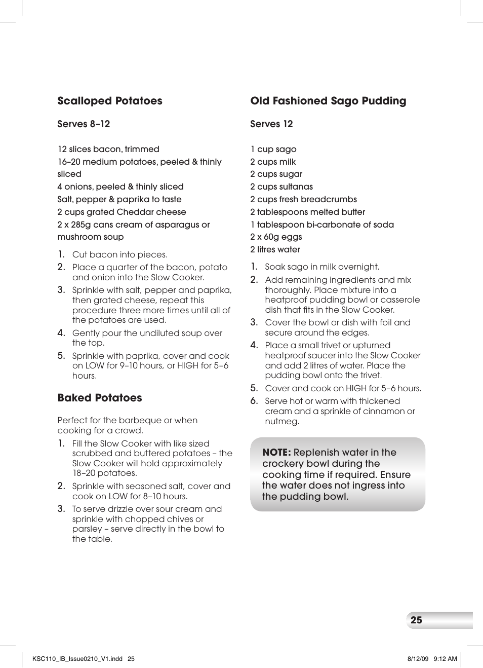 Kambrook KSC110 User Manual | Page 25 / 28