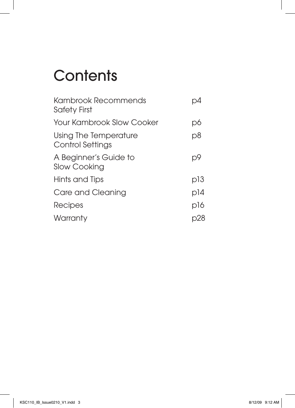 Kambrook KSC110 User Manual | Page 3 / 28