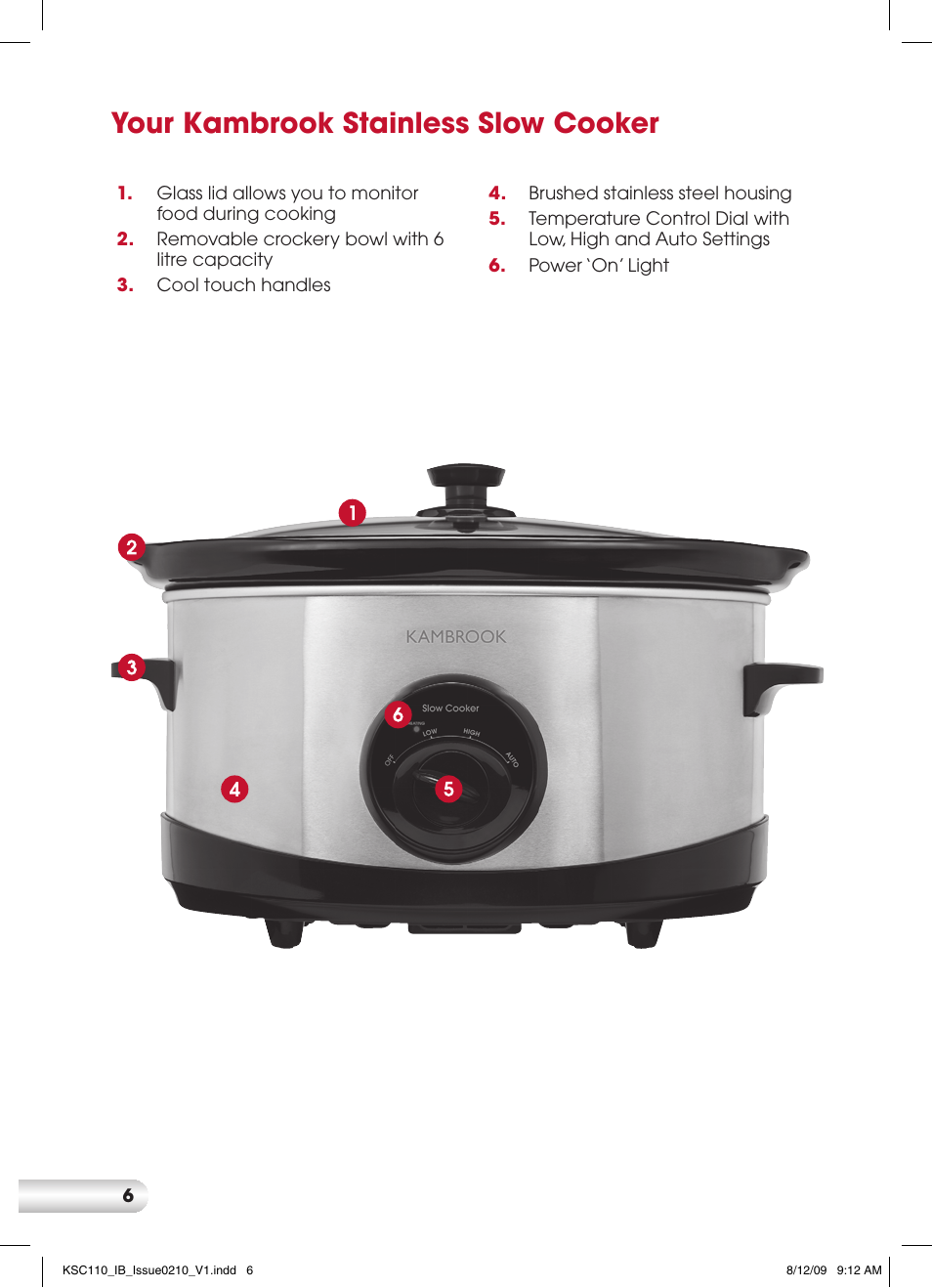 Your kambrook stainless slow cooker | Kambrook KSC110 User Manual | Page 6 / 28