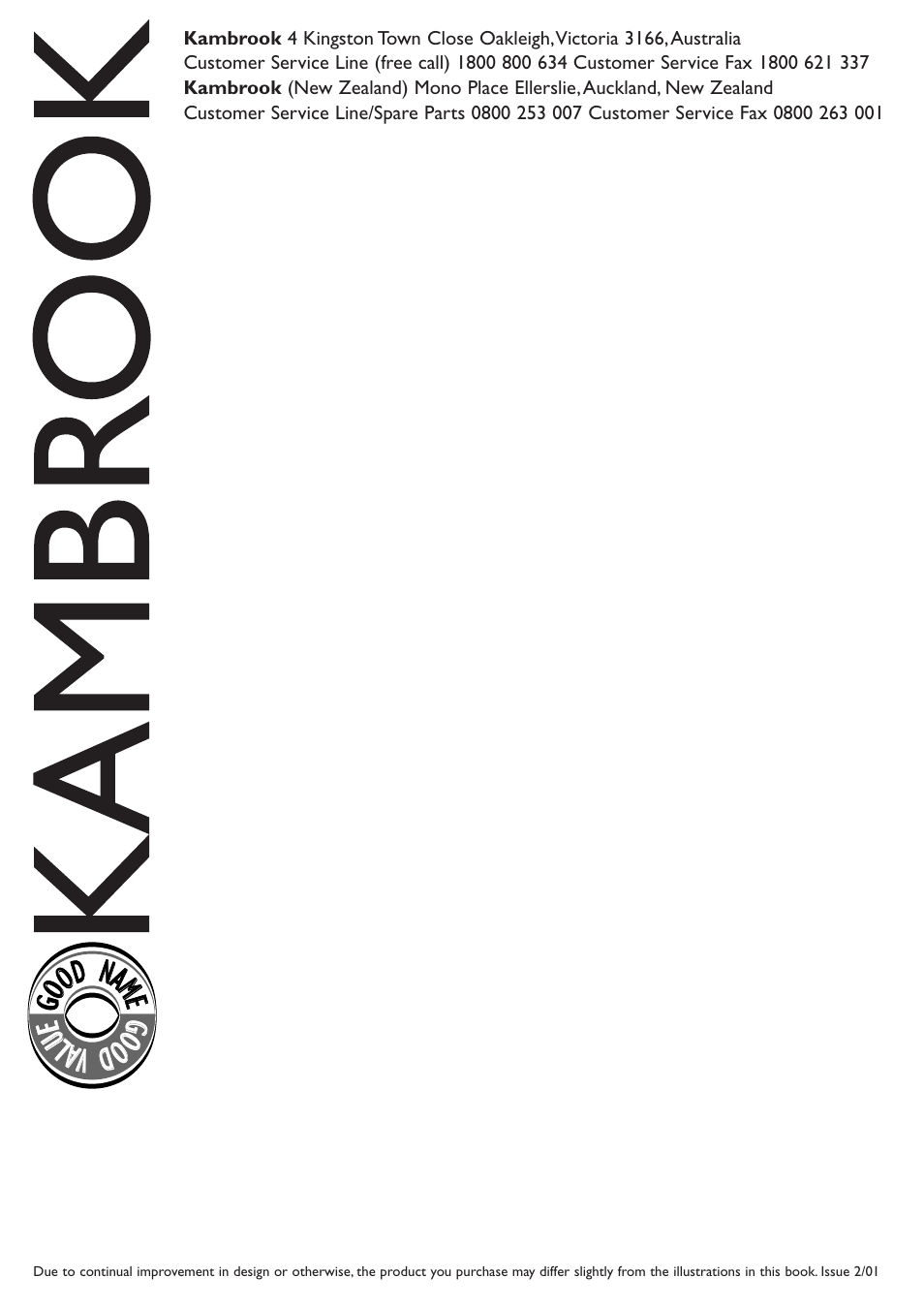 Ggoo oodd nnaammee g goo o oddvv a alluu ee | Kambrook KOT500 User Manual | Page 16 / 16