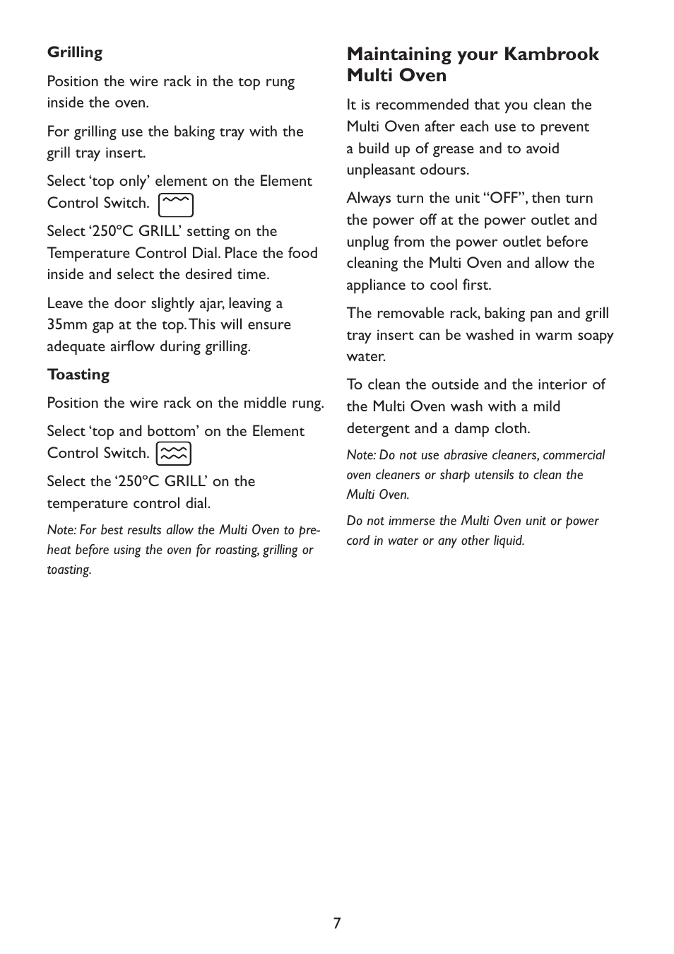 Maintaining your kambrook multi oven | Kambrook KOT500 User Manual | Page 7 / 16