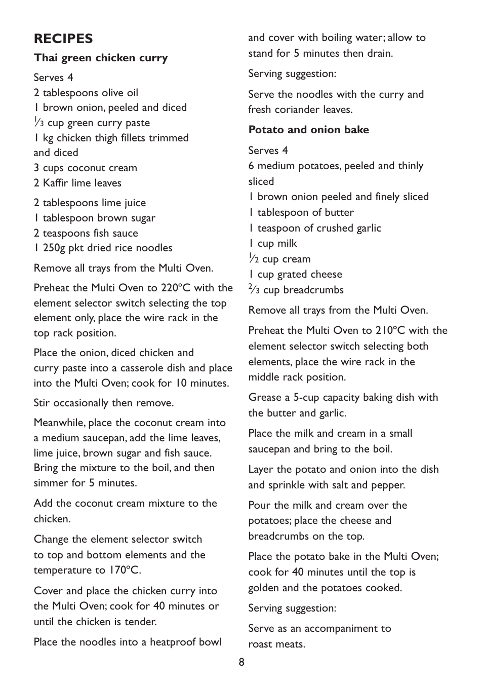 Recipes | Kambrook KOT500 User Manual | Page 8 / 16