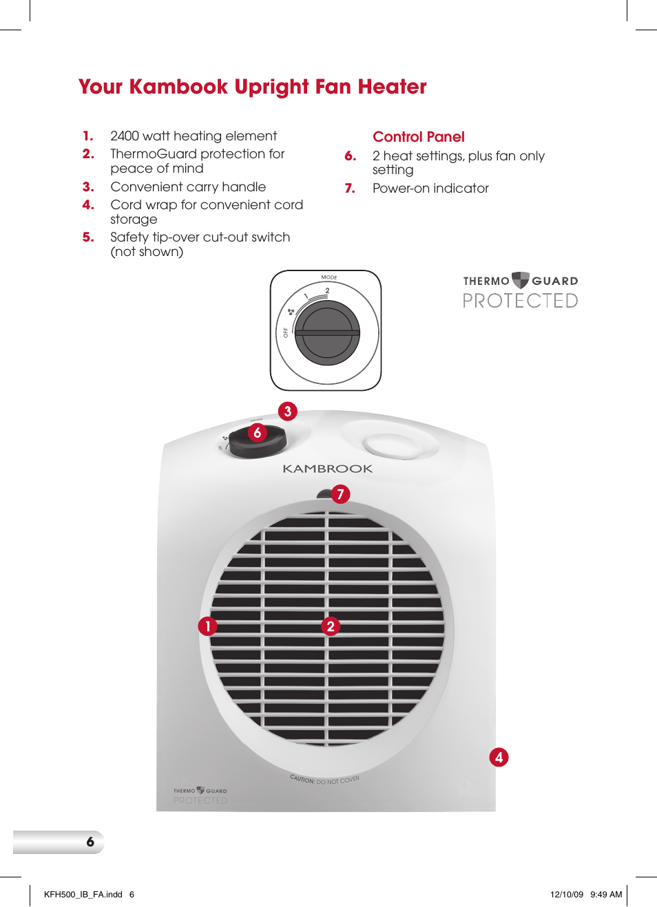 Your kambook upright fan heater | Kambrook KFH500 User Manual | Page 6 / 12