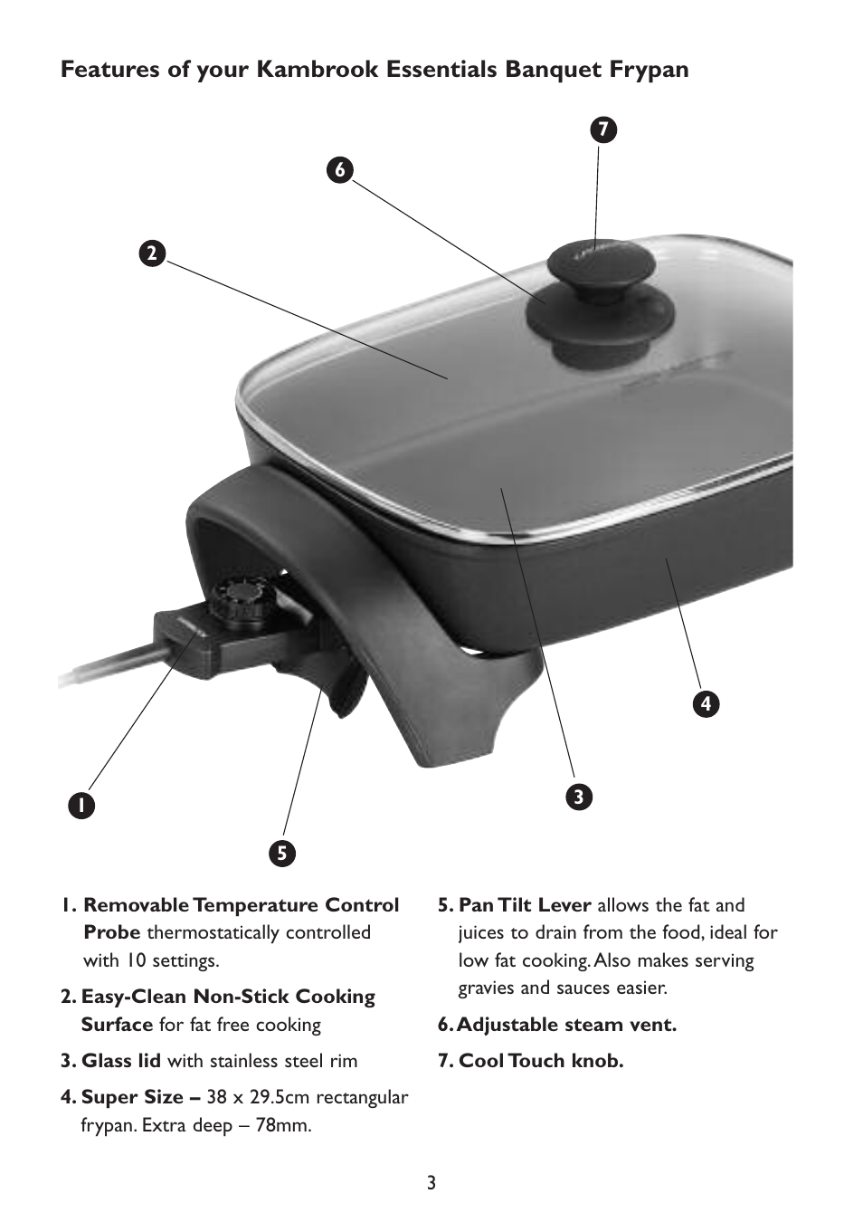 Kambrook Banquet Frypan KEF16 User Manual | Page 3 / 16