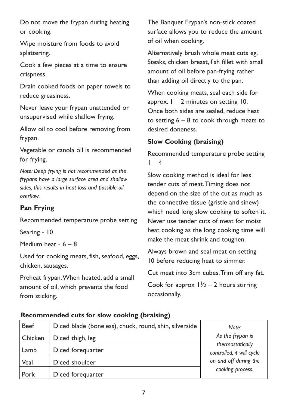 Kambrook Banquet Frypan KEF16 User Manual | Page 7 / 16