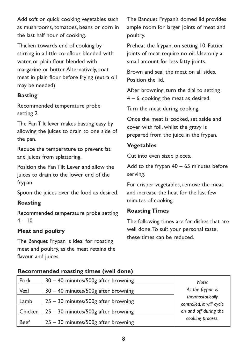 Kambrook Banquet Frypan KEF16 User Manual | Page 8 / 16