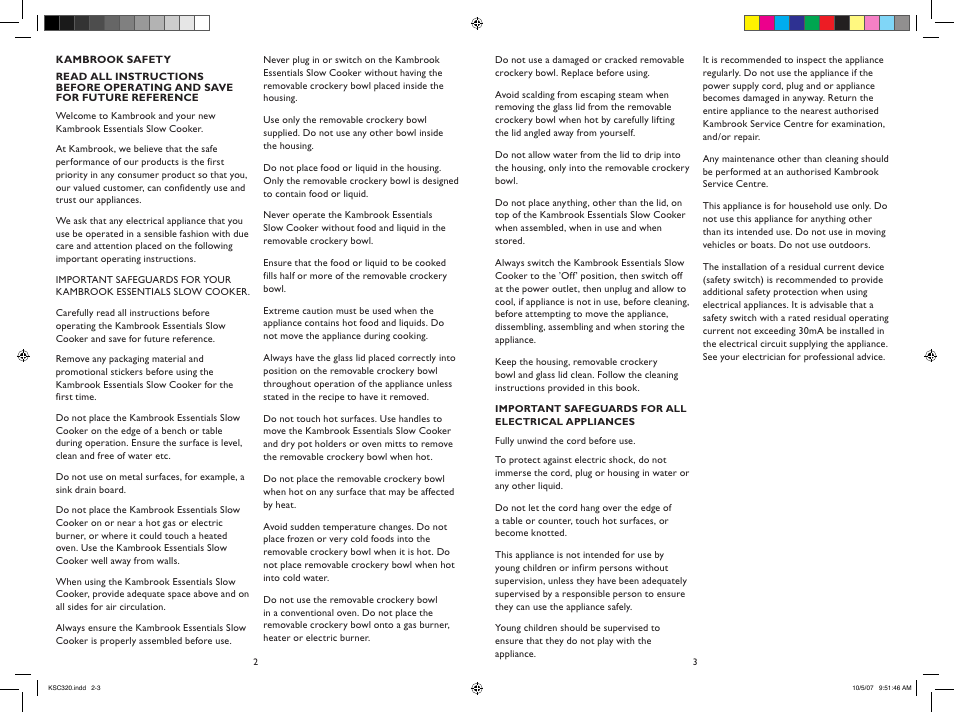 Kambrook KSC320 User Manual | Page 2 / 8