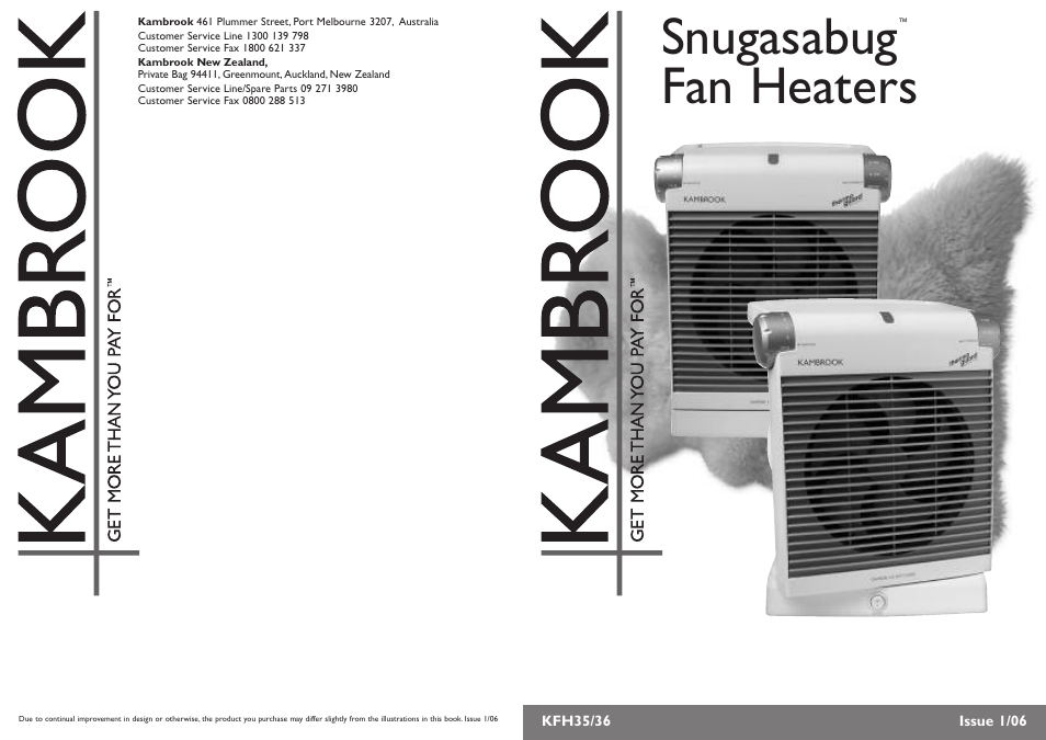 Kambrook KFH35/36 User Manual | 4 pages