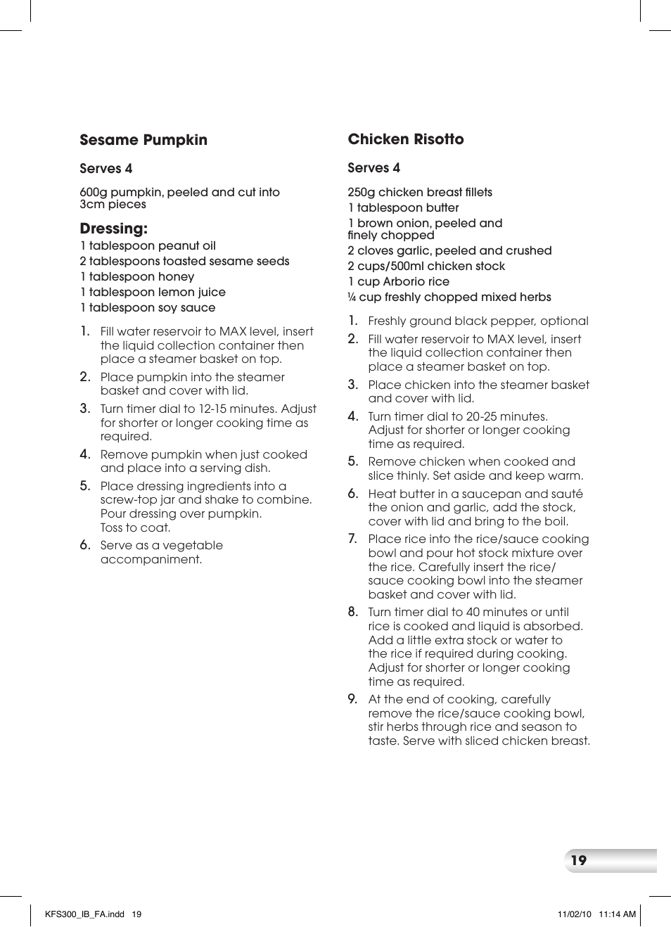Kambrook KFS300 User Manual | Page 19 / 28