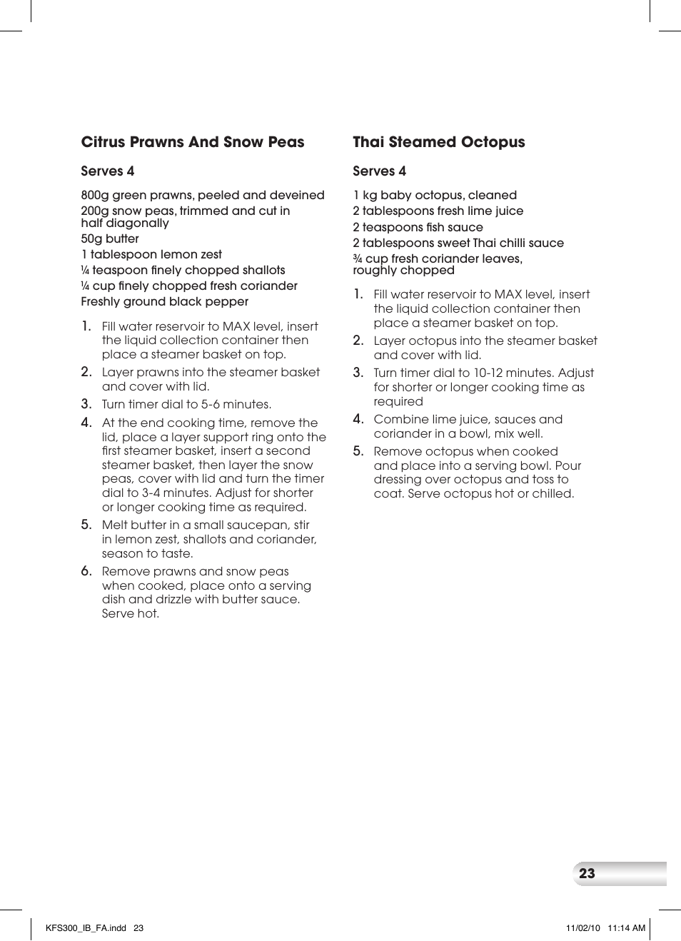 Kambrook KFS300 User Manual | Page 23 / 28
