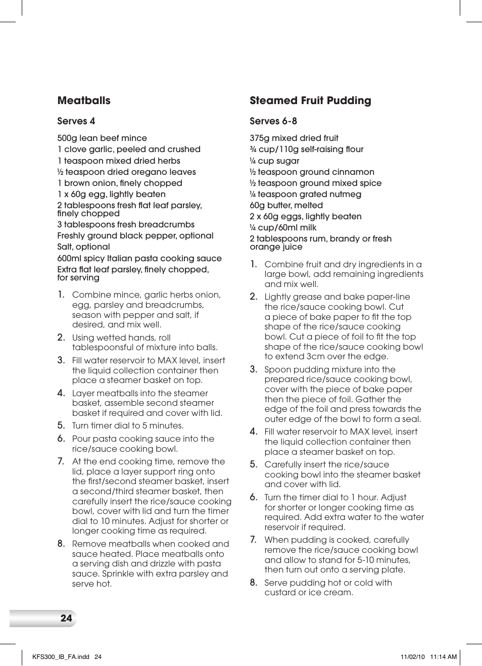 Kambrook KFS300 User Manual | Page 24 / 28