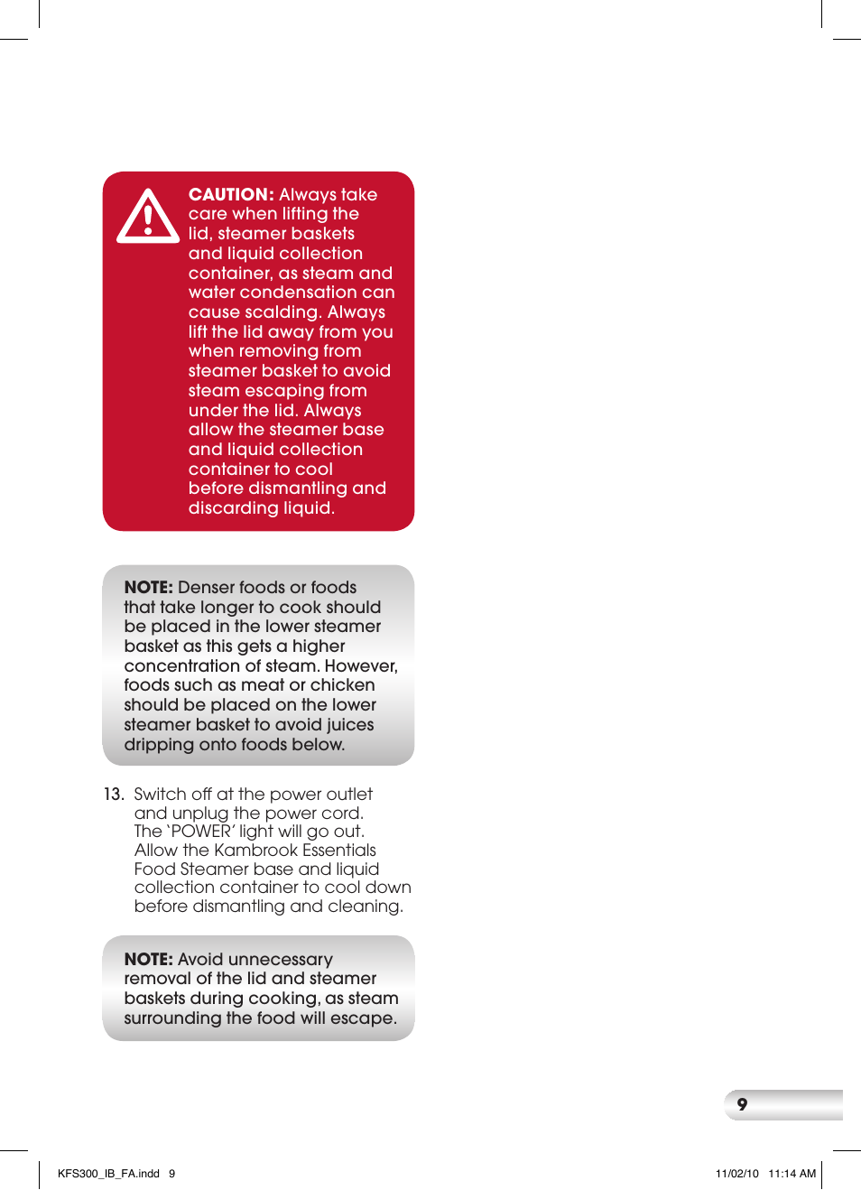 Kambrook KFS300 User Manual | Page 9 / 28