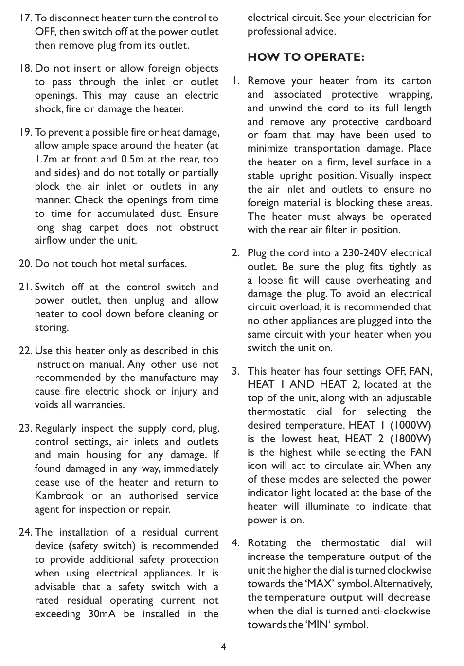 Kambrook KCE30 User Manual | Page 4 / 8