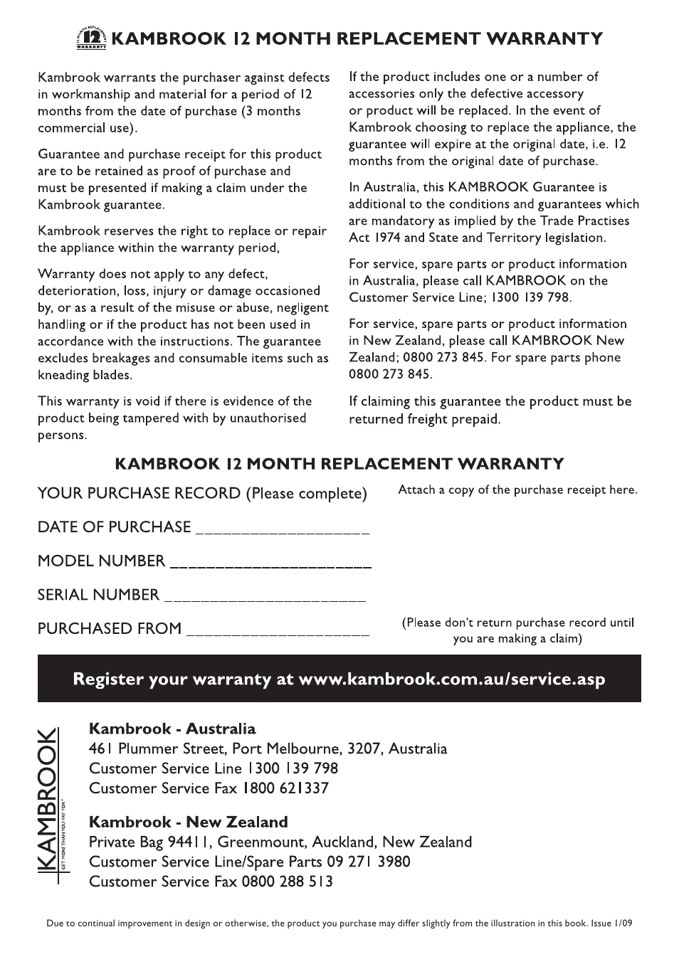 Kambrook KCE30 User Manual | Page 8 / 8