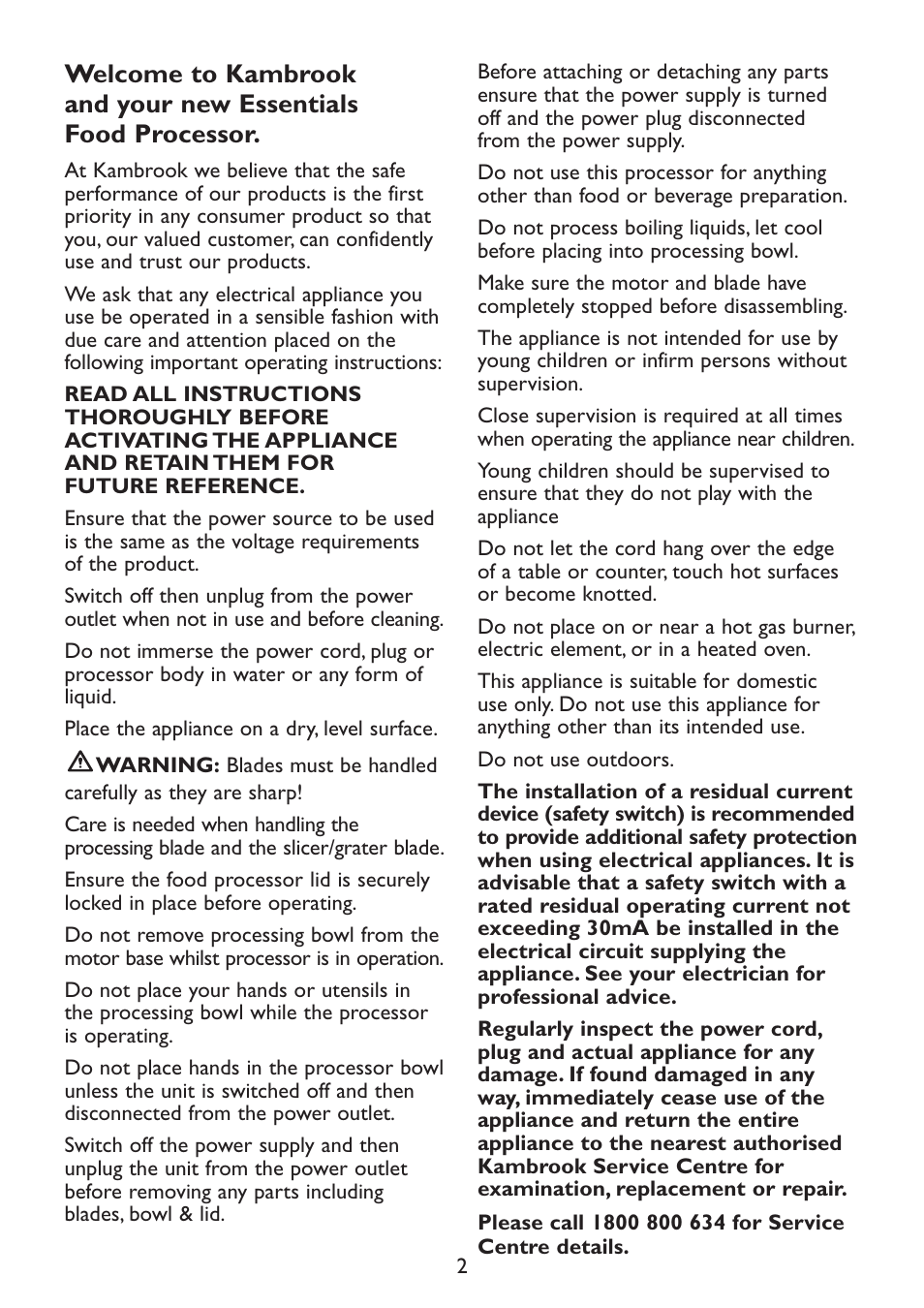 Kambrook KFP80 User Manual | Page 2 / 16