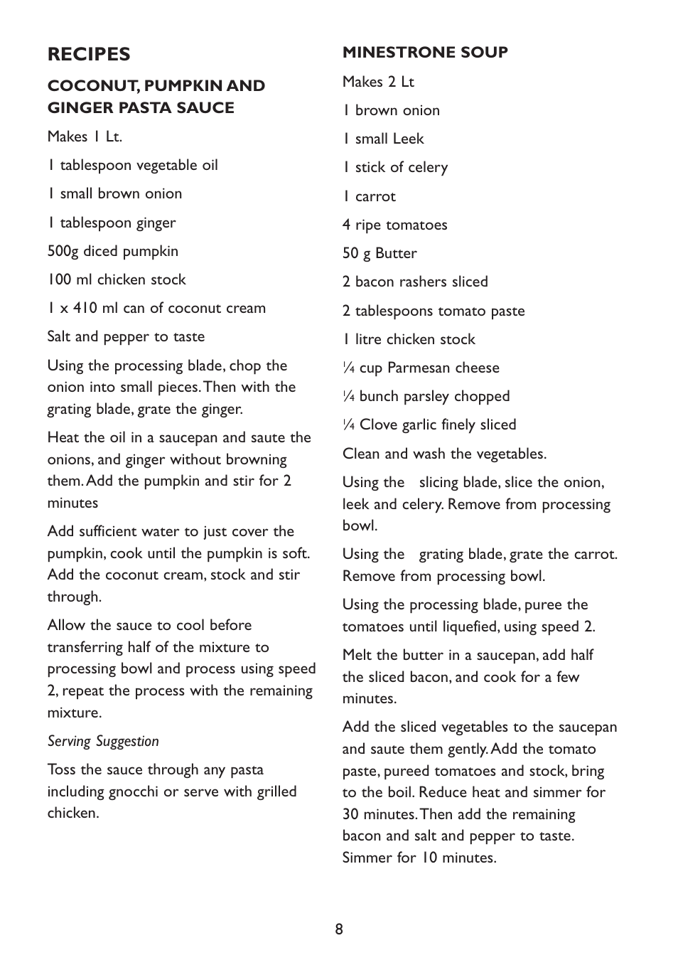 Recipes | Kambrook KFP80 User Manual | Page 8 / 16