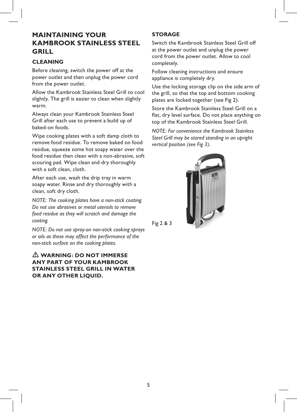 Kambrook KCG100 User Manual | Page 5 / 12