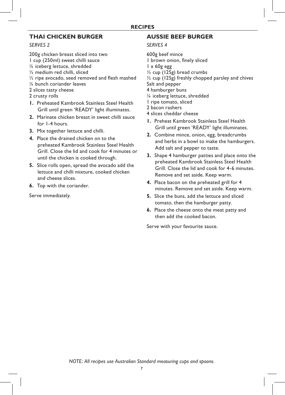 Kambrook KCG100 User Manual | Page 7 / 12