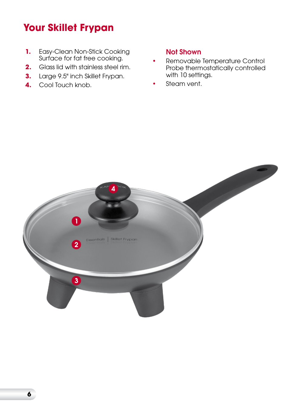 Your skillet frypan | Kambrook ESSENTIALS KEF90 User Manual | Page 6 / 20