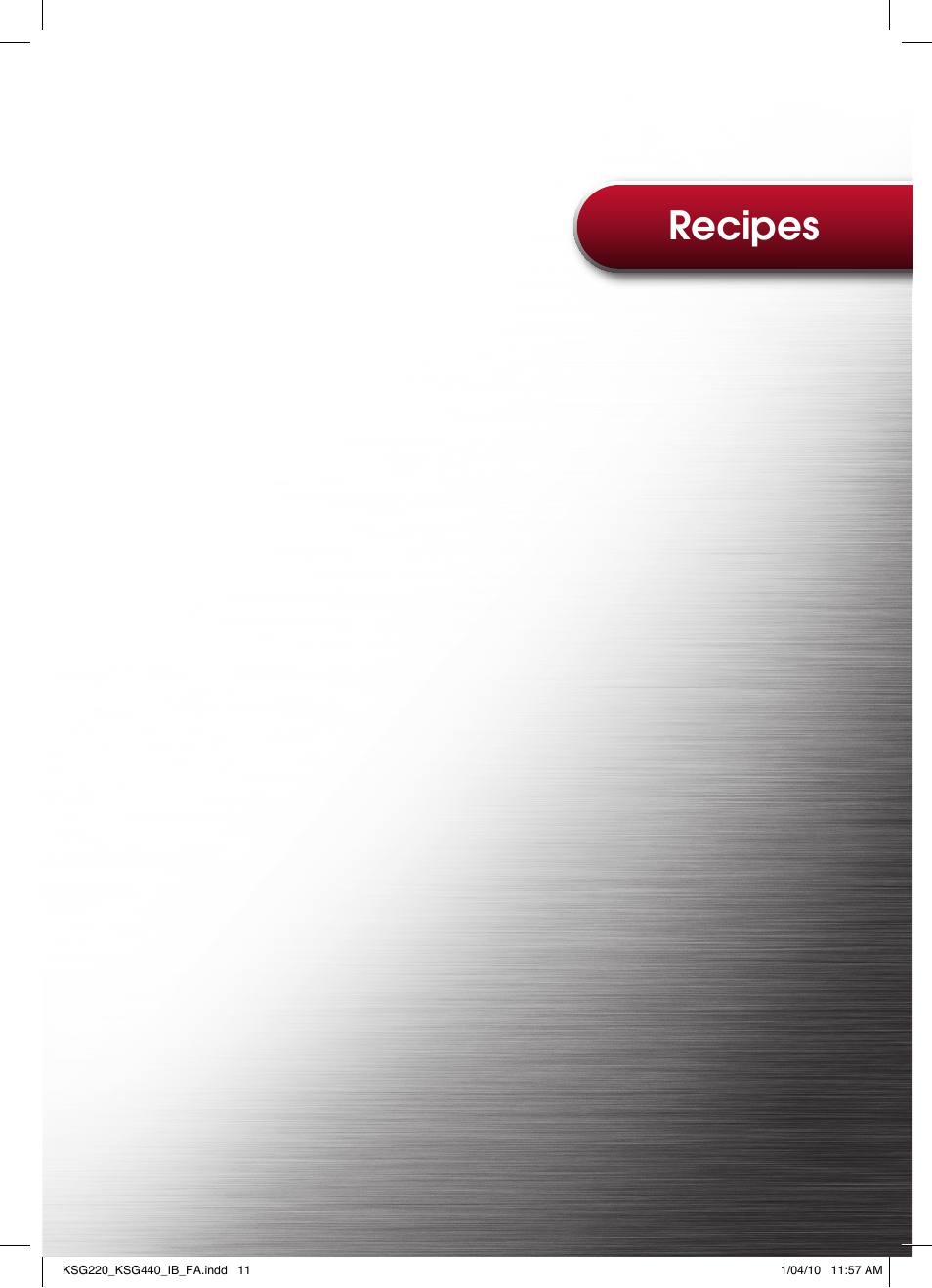 Recipes | Kambrook KSG440 User Manual | Page 11 / 20