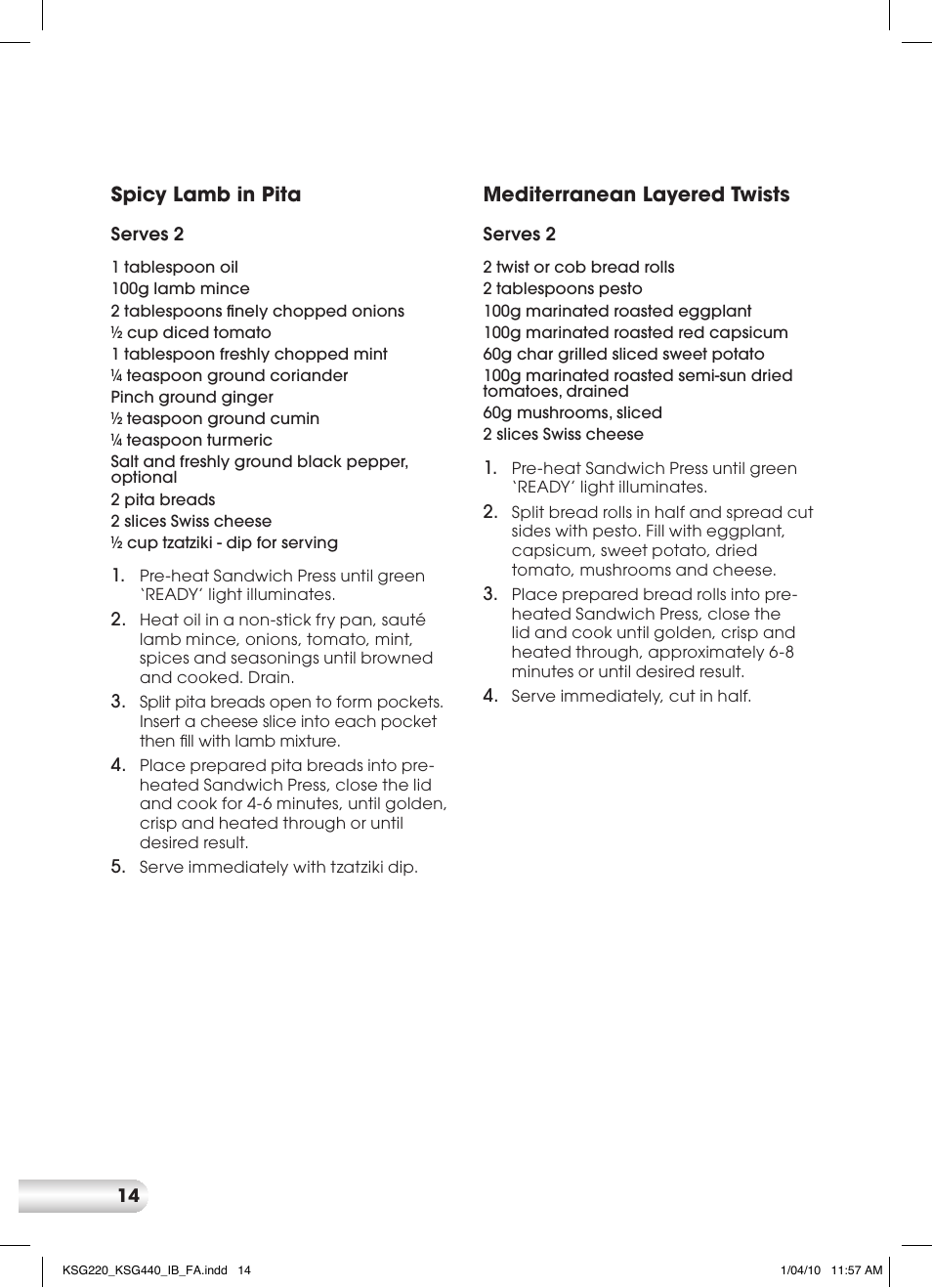 Kambrook KSG440 User Manual | Page 14 / 20