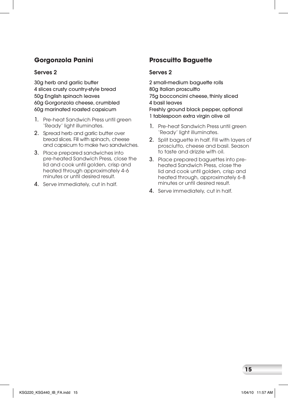 Kambrook KSG440 User Manual | Page 15 / 20