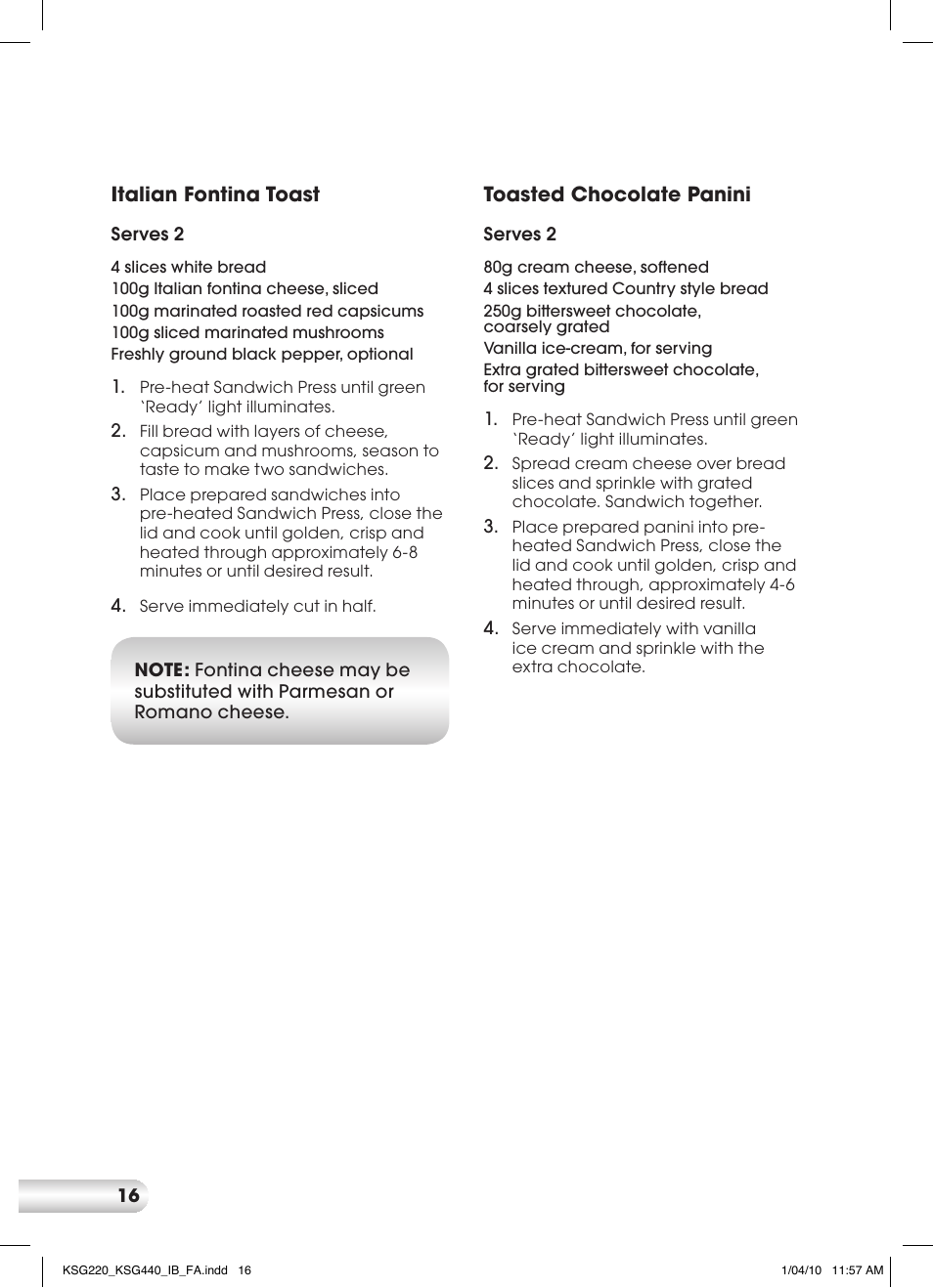 Kambrook KSG440 User Manual | Page 16 / 20