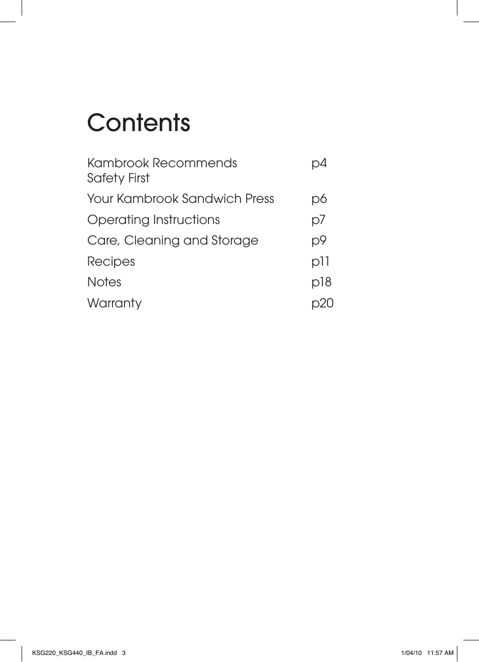 Kambrook KSG440 User Manual | Page 3 / 20