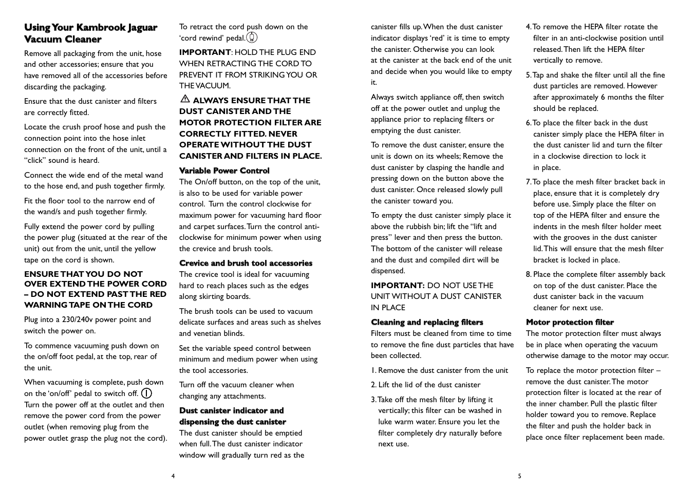 Kambrook Jaguar KBV40 User Manual | Page 3 / 4