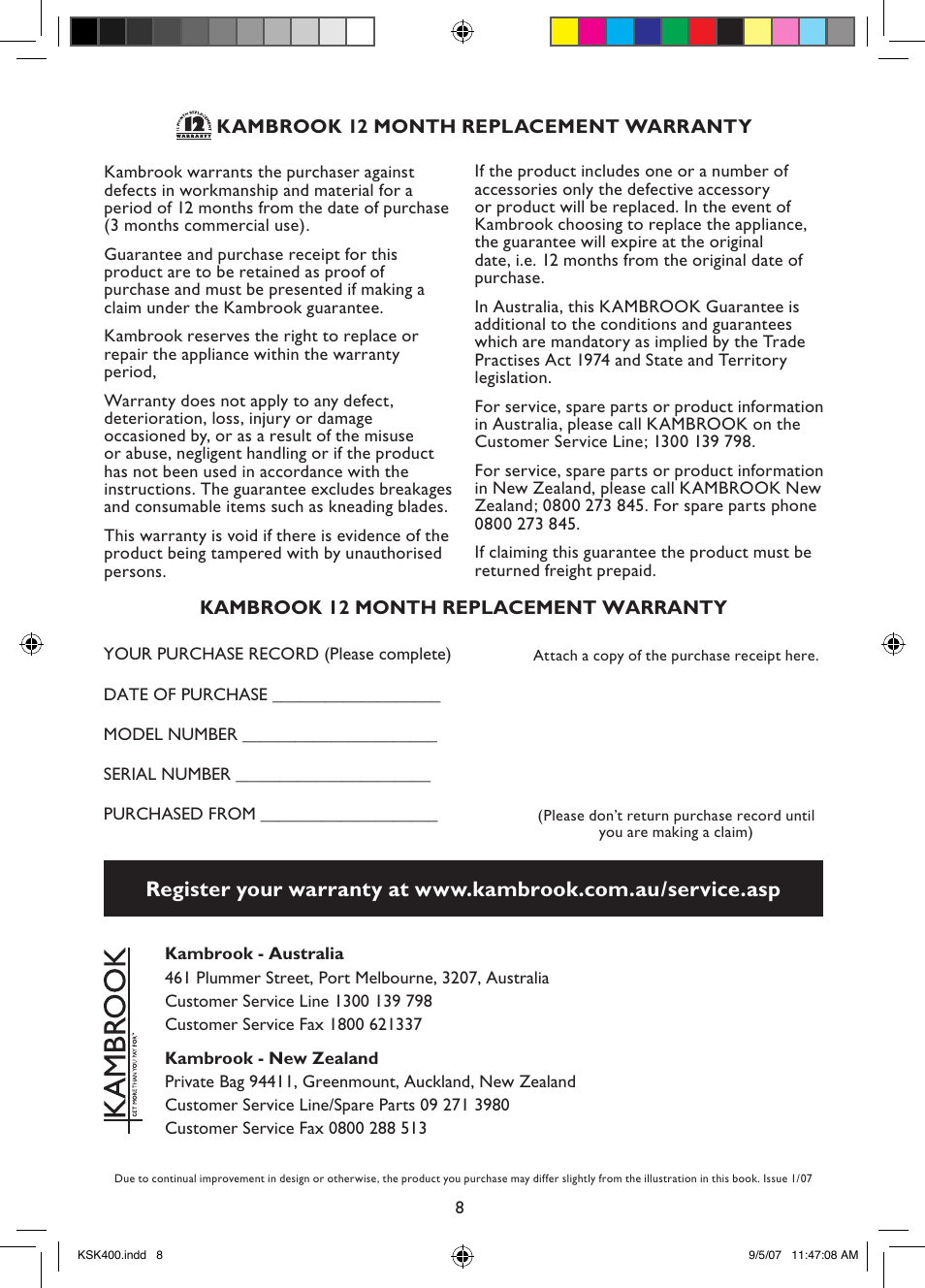 Kambrook KSK400 User Manual | Page 5 / 5