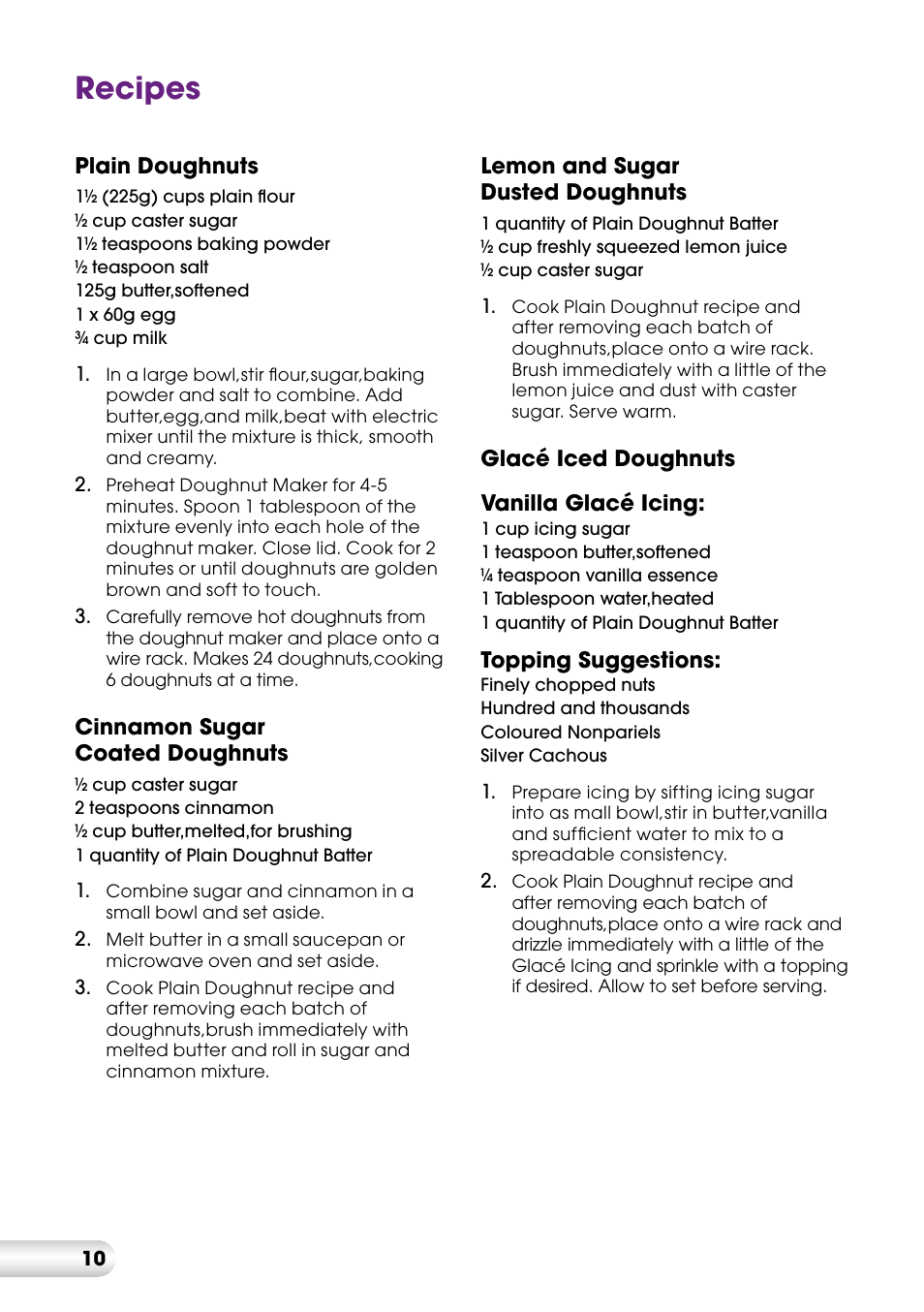 Recipes | Kambrook LITTLE CHEFS KDM1 User Manual | Page 10 / 16