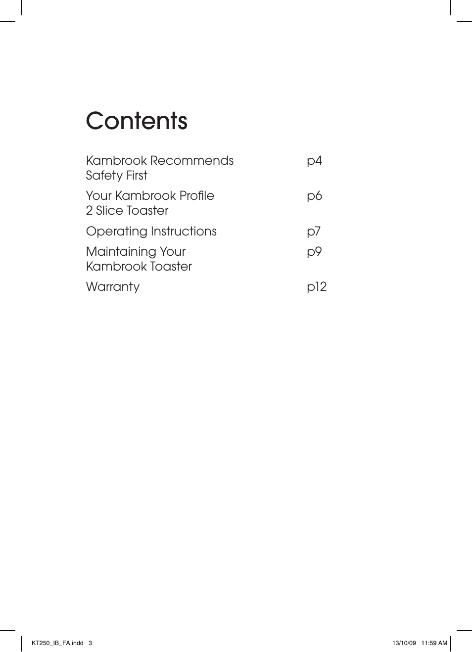 Kambrook PROFILE KT250 User Manual | Page 3 / 12