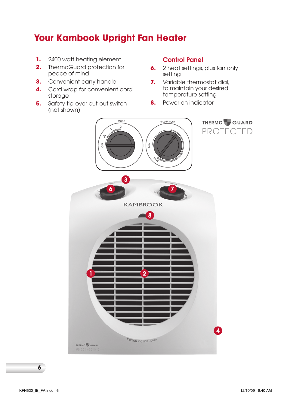 Your kambook upright fan heater | Kambrook KFH520 User Manual | Page 6 / 12