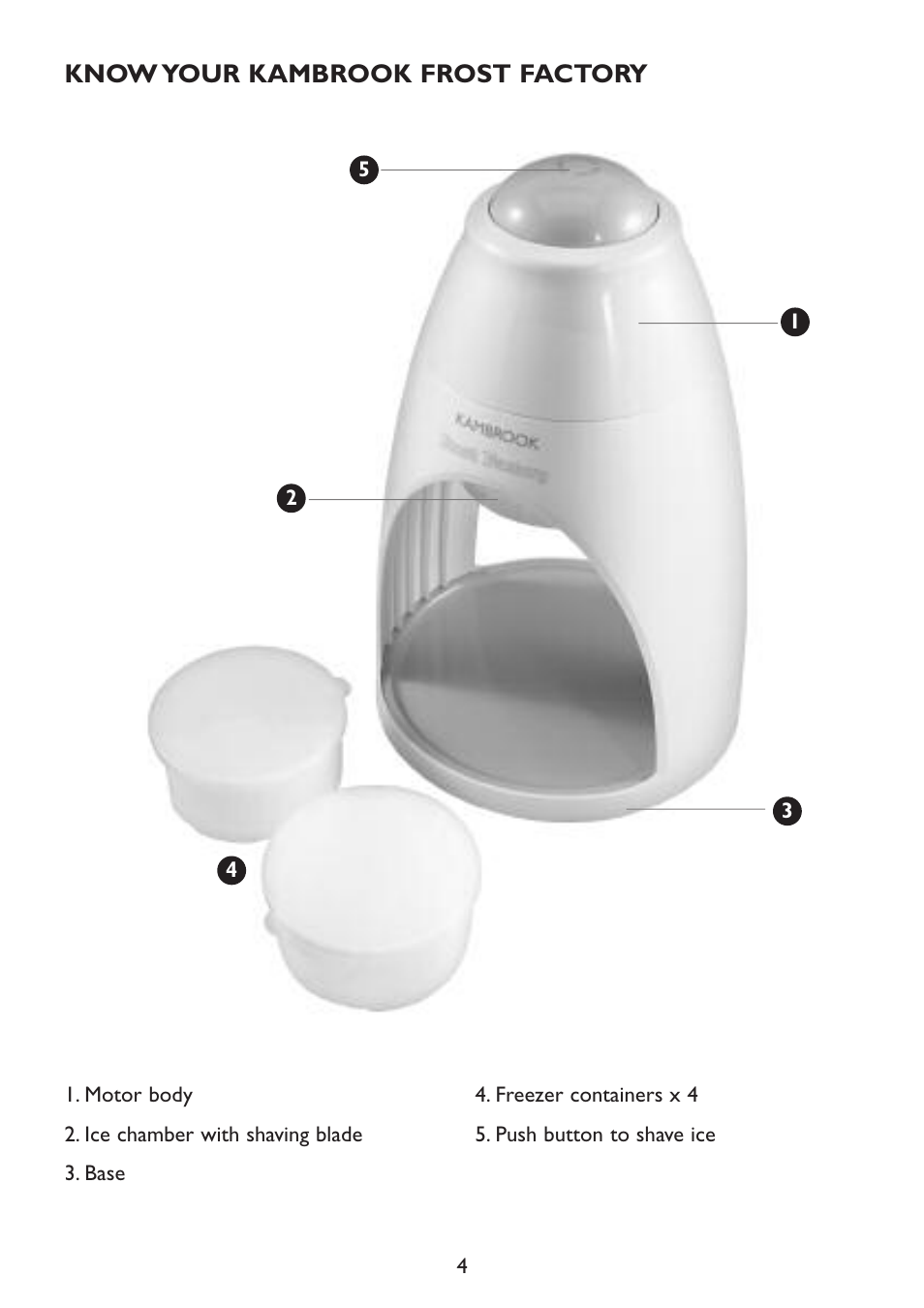 Know your kambrook frost factory | Kambrook Frost Factory KIS20 User Manual | Page 4 / 12