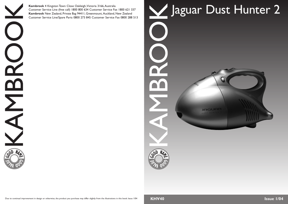Kambrook Jaguar KHV40 User Manual | 4 pages