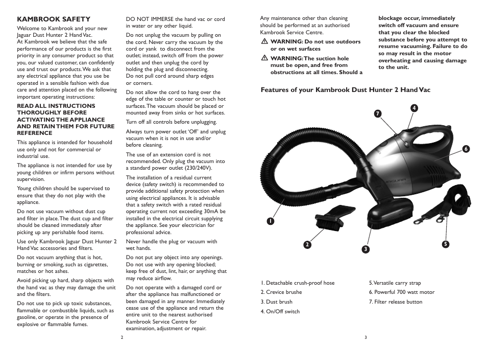 Kambrook Jaguar KHV40 User Manual | Page 2 / 4
