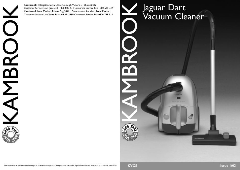 Kambrook KVC5 User Manual | 4 pages