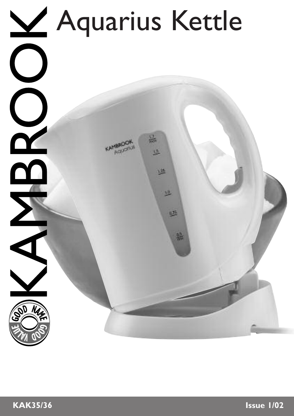 Kambrook Aquarius KAK36 User Manual | 8 pages