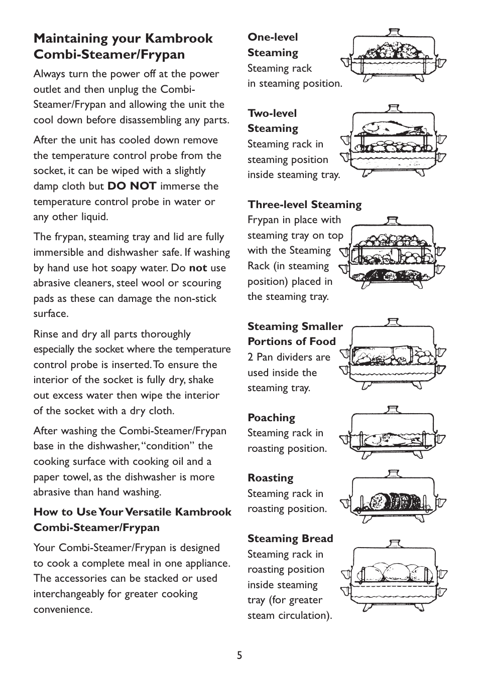 Maintaining your kambrook combi-steamer/frypan | Kambrook KD66B User Manual | Page 5 / 20