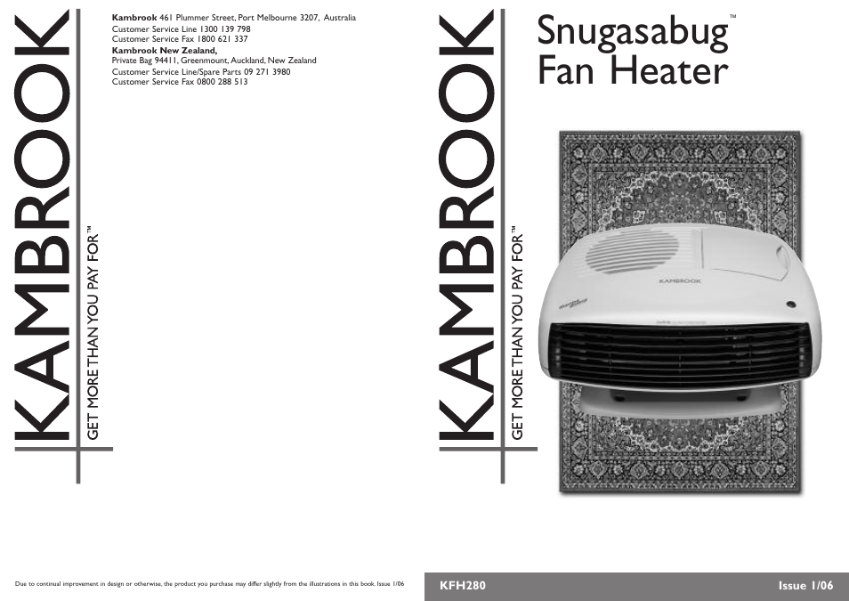 Kambrook SNUGASABUG KFH280 User Manual | 4 pages