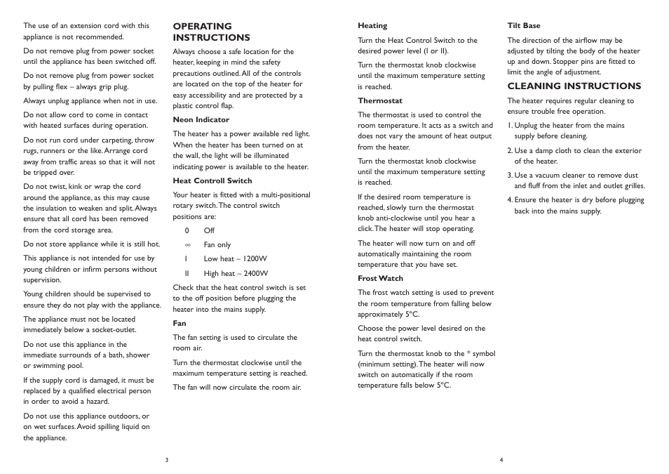 Kambrook SNUGASABUG KFH280 User Manual | Page 3 / 4