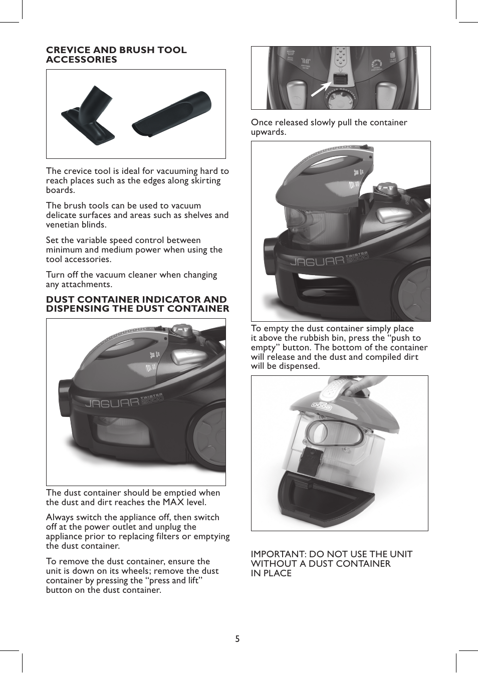 Kambrook JAGUAR KBV70 User Manual | Page 5 / 8