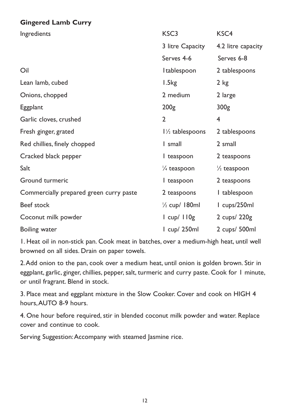 Kambrook KSC4 User Manual | Page 12 / 20