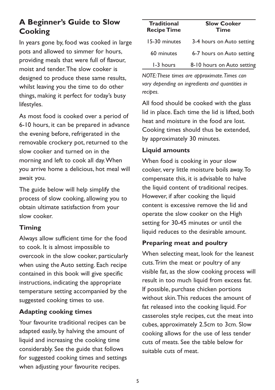 A beginner’s guide to slow cooking | Kambrook KSC4 User Manual | Page 5 / 20