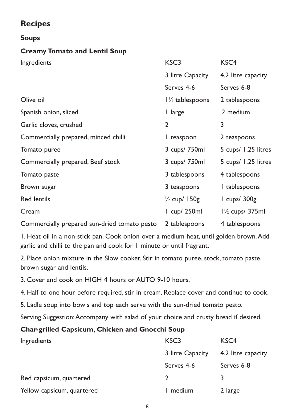 Recipes | Kambrook KSC4 User Manual | Page 8 / 20