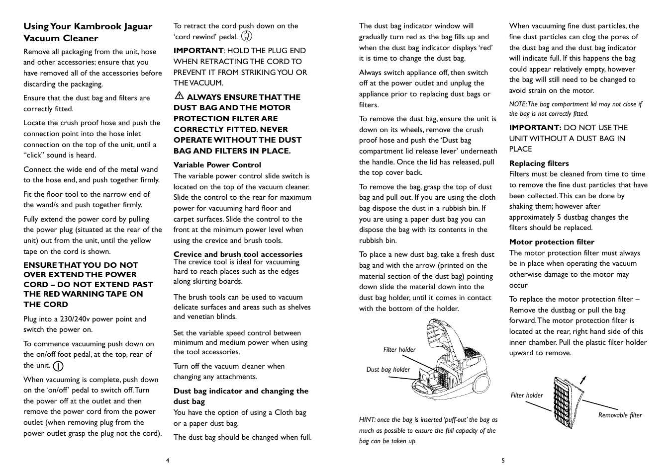 Kambrook KVC30 User Manual | Page 3 / 4
